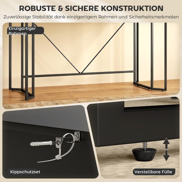 HOMCOM psací stůl s 2 zásuvkami, moderní kovový rám pro domácí kancelář a ložnici — 120 x 60 x 77 cm, černý | Aosom