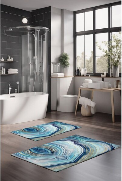 Modré koupelnové předložky v sadě 2 ks 60x100 cm – Foutastic