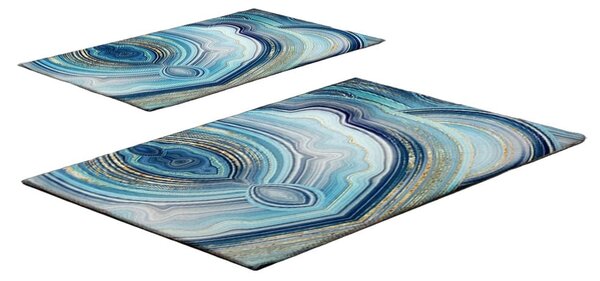 Modré koupelnové předložky v sadě 2 ks 60x100 cm – Foutastic
