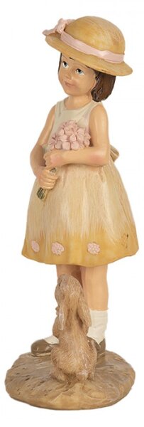 Figurka holčičky s kytičkou a králíčkem – 15 cm