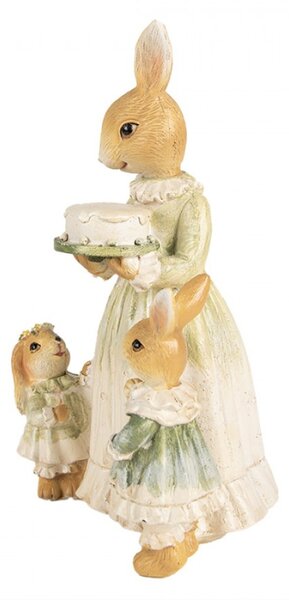 Figurka králíčí rodinky při nesení dortu – 21 cm