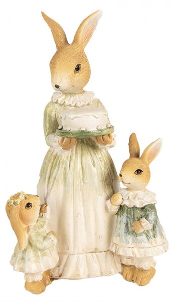 Figurka králíčí rodinky při nesení dortu – 21 cm