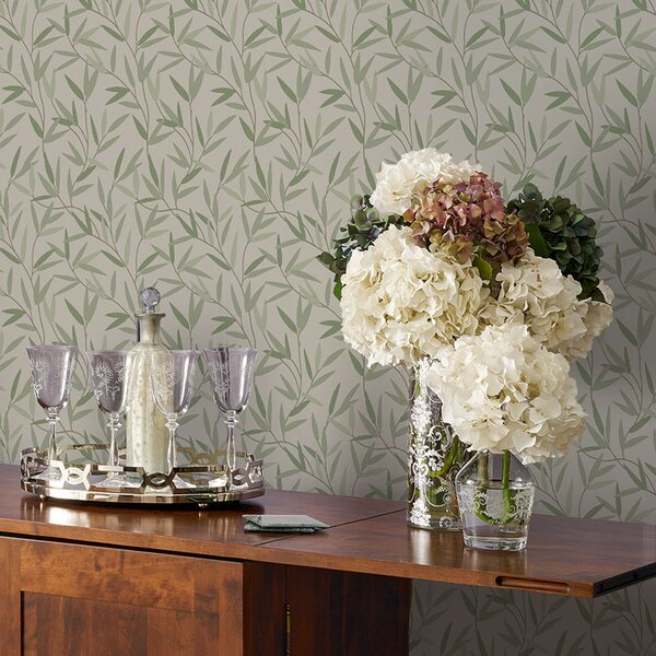 Vliesová tapeta na zeď , zelená, listy bambusu, 113364, Laura Ashley Signature