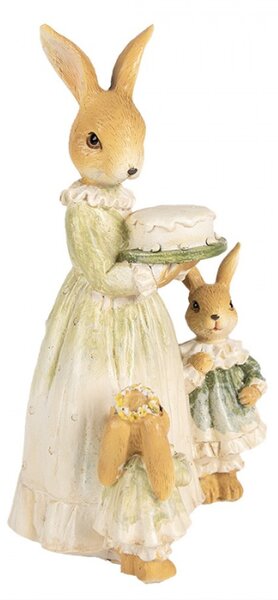Figurka králíčí rodinky při nesení dortu – 21 cm