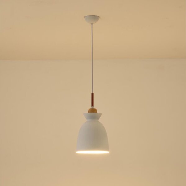 Lustr na lanku SIMPLO 1xE27/15W/230V bílá pr. 19,5 cm