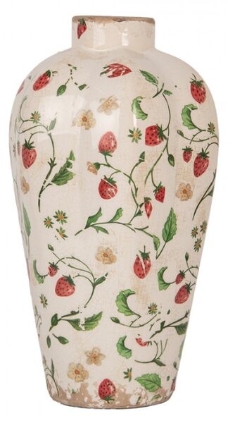 Keramická váza s dekorem jahod Bertjan / Wild Strawberries S – 17x29 cm