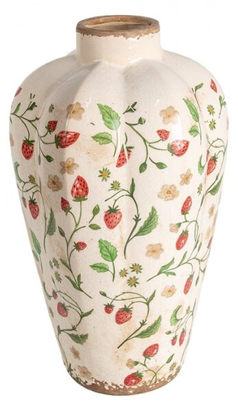 Keramická váza s dekorem jahod Bertjan / Wild Strawberries M – 21x35 cm
