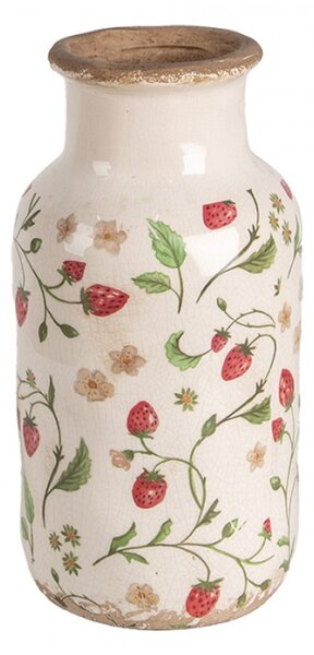 Keramická váza s dekorem jahod Bertjan / Wild Strawberries M – 14x26 cm