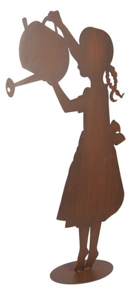 Kovová socha holčičky s konvičkou – 36x12x62 cm
