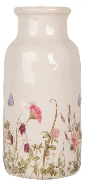 Keramická váza s květy a motýlky Flowers of Love L – 15x32 cm