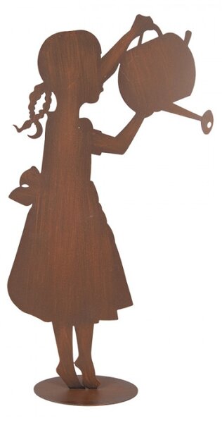 Kovová socha holčičky s konvičkou – 36x12x62 cm