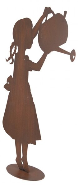 Kovová socha holčičky s konvičkou – 36x12x62 cm