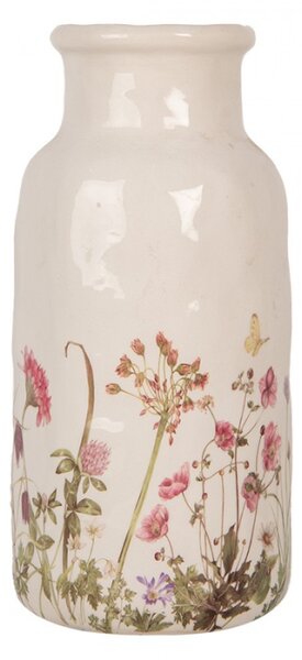 Keramická váza s květy a motýlky Flowers of Love L – 15x32 cm