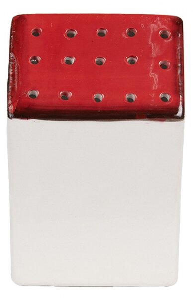 Dekorace bílého domečku s červenou střechou – 8x7x12 cm
