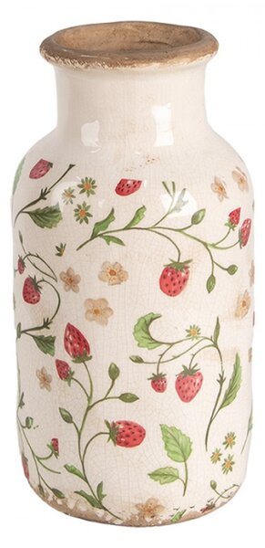 Keramická váza s dekorem jahod Bertjan / Wild Strawberries M – 14x26 cm