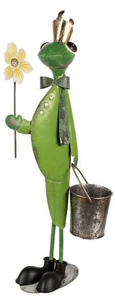 Velká socha žabáka s kyblíkem – 67 cm