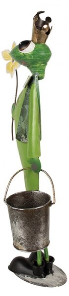 Velká socha žabáka s kyblíkem – 67 cm