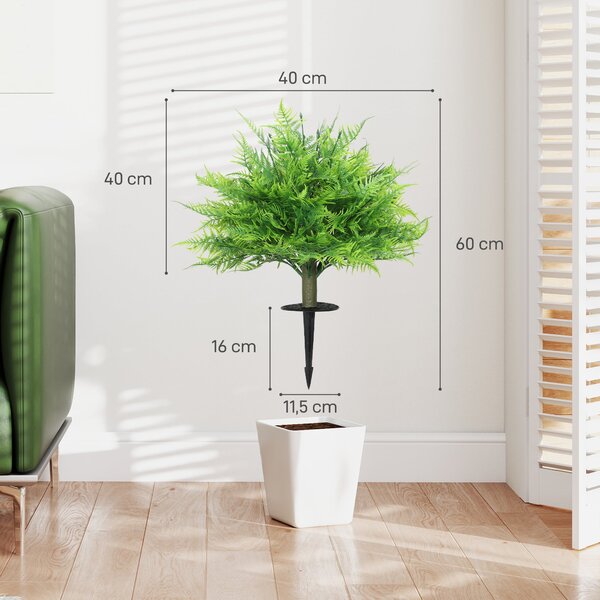 HOMCOM 2ks umělých kapradin Boston, 60 cm – realistické rostliny do obývacího pokoje, ložnice, zahrady, kanceláře | Aosom
