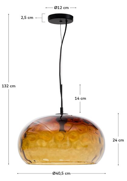 Jantarové skleněné závěsné svítidlo se skleněným stínidlem ø 40 cm Balma – Kave Home