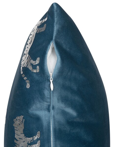 Sada 2 dekorativních polštářů BLUEBELL Umělý samet 45 x 45 cm Modrá Zvířecí vzor