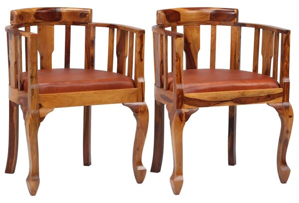 Jídelní židle 2 ks pravá kůže a masivní sheeshamové dřevo
