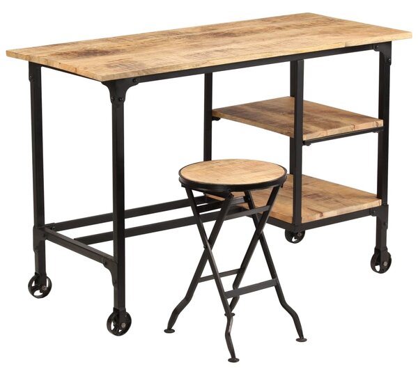 Psací stůl se skládací stoličkou masivní mangovník 115x50x76 cm