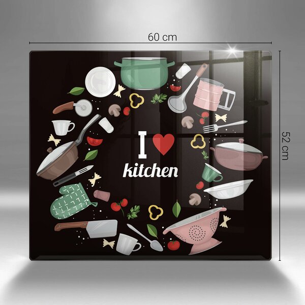 Skleněná krájecí deska Ilustrace miluji kuchyni