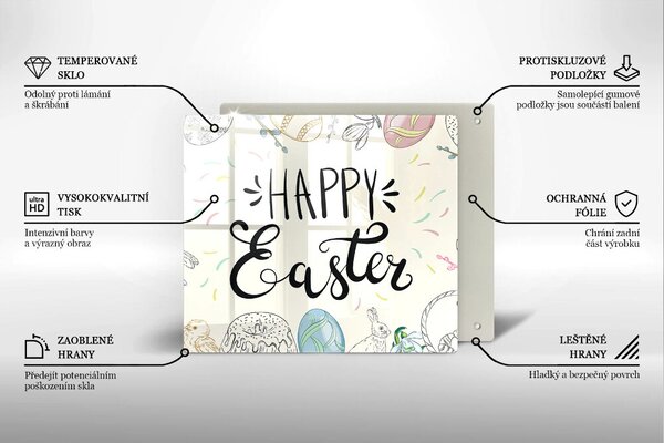 Krájecí prkénko skleněné Happy easter