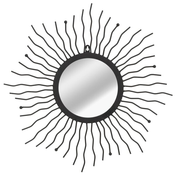 Nástěnné zrcadlo Zářící slunce 60 cm černé
