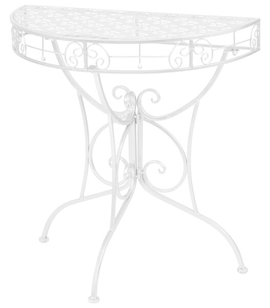 Odkládací stolek vintage půlkruhový kovový 72x36x74 cm stříbrný