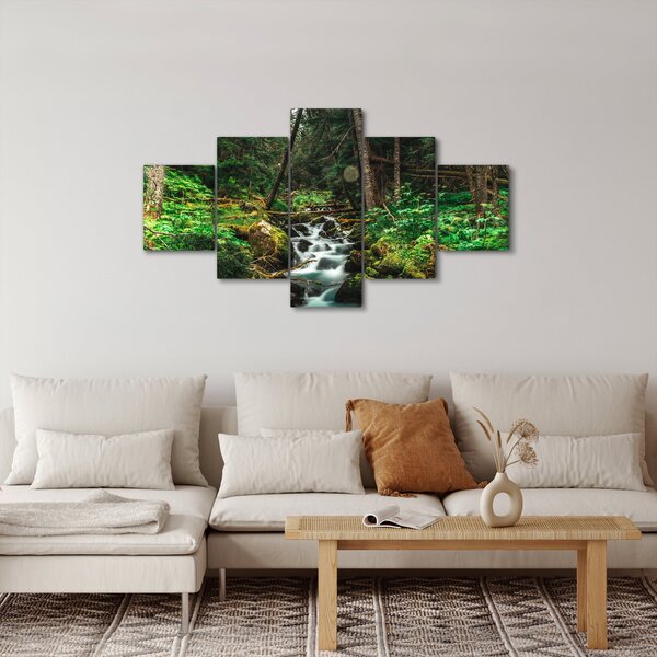Obraz potoku v lese (125x70 cm)
