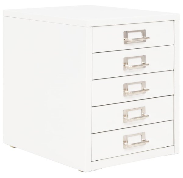 Kancelářská skříň s 5 zásuvkami 28 x 35 x 35 cm kovová bílá