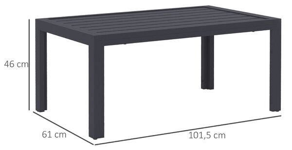 Outsunny obdélný ocelový balkonový konferenční stolek – odolný vůči povětrnosti, 101,5 × 61 × 46 cm, šedý | Aosom
