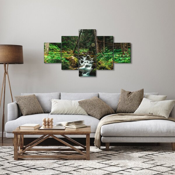 Obraz potoku v lese (125x70 cm)