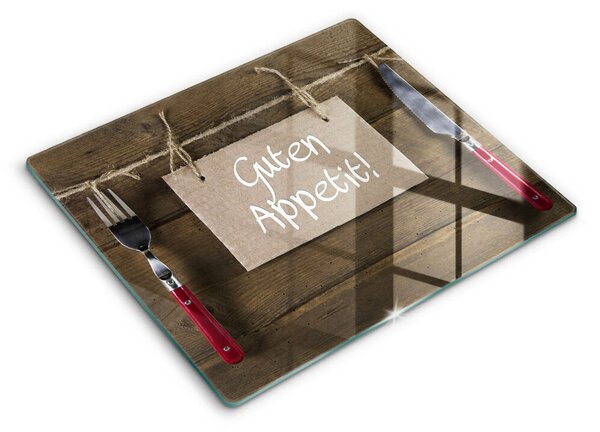 Skleněná krájecí deska Guten apetit nápis na deskách