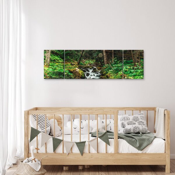 Obraz potoku v lese (170x50 cm)