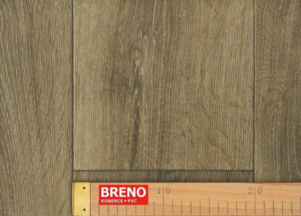Breno PVC CARBONTEX Cherbourg Oak 999 - hnědé dřevo, šíře 400 cm