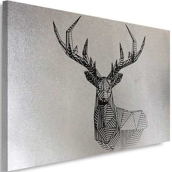 Obraz na plátně Stříbrná geometrická hlava jelena Rozměry: 60 x 40 cm