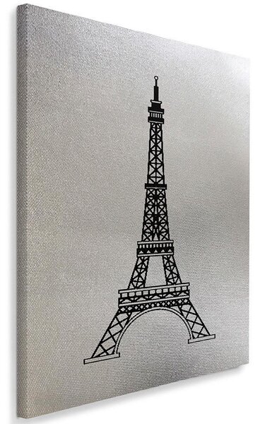 Obraz na plátně Stříbrná Eiffelova věž ve stříbrné a šedé barvě Rozměry: 40 x 60 cm