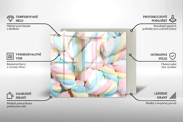 Skleněná deska do kuchyně Barevné marshmallows