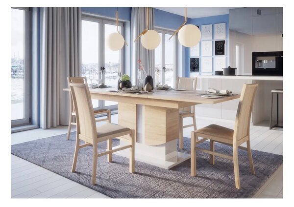 Szynaka Jídelní rozkládací stůl Star 03 s úložným prostorem 140/210 cm dub Sonoma/bílý