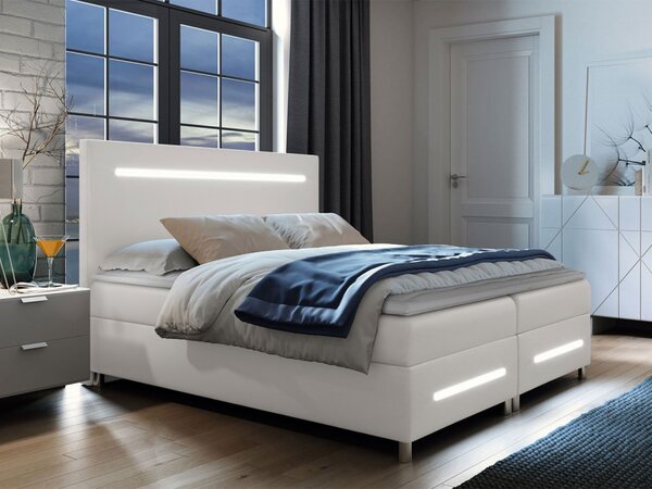 Kontinentální postel Trunida LED, Rozměr postele: 180x200, Barva:: ekokůže Soft 017 (bílá) Mirjan24 5903211194535