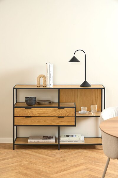 Actona Knihovna Seaford III 114 cm dub divoký/černá