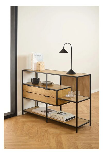 Actona Knihovna Seaford III 114 cm dub divoký/černá