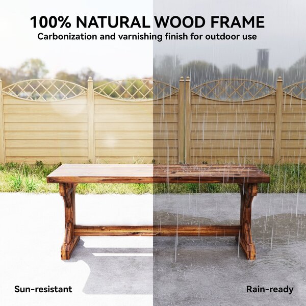 Outsunny 2místná odolná lavička ze smrku s X-nožkami, pálená — 114 × 40 × 46 cm, nosnost 240 kg | Aosom