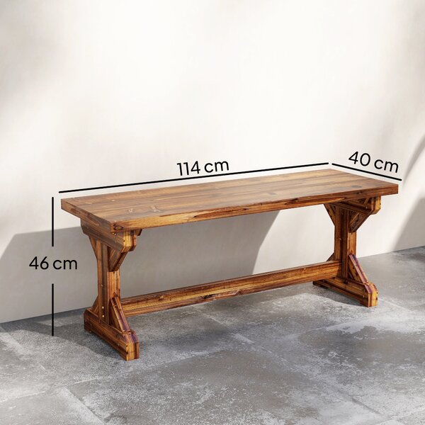 Outsunny 2místná odolná lavička ze smrku s X-nožkami, pálená — 114 × 40 × 46 cm, nosnost 240 kg | Aosom