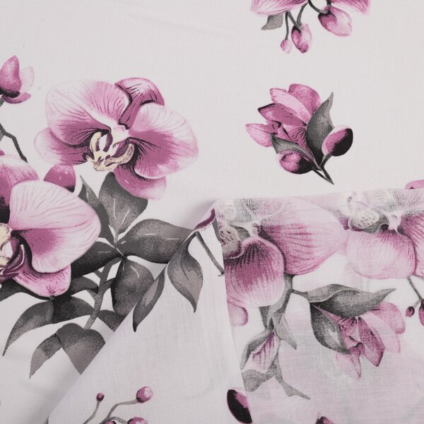 Biante Bavlněný závěs Sandra SA-623 Lila orchideje na bílém 150x140 cm