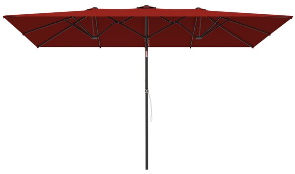Outsunny obdélníkový slunečník s dvojitou plachtou, 150 × 295 cm, nastavitelná výška a sklon, vínově červený | Aosom