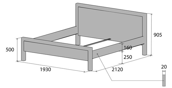 Česká Kovová postel GENIUS Barevne provedení: černá, Rozměr: 180 x 200 cm