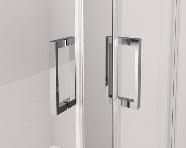 Polysan Sapho, THRON LINE SQUARE čtvercový sprchový kout 800x800mm, hranaté pojezdy, rohový vstup